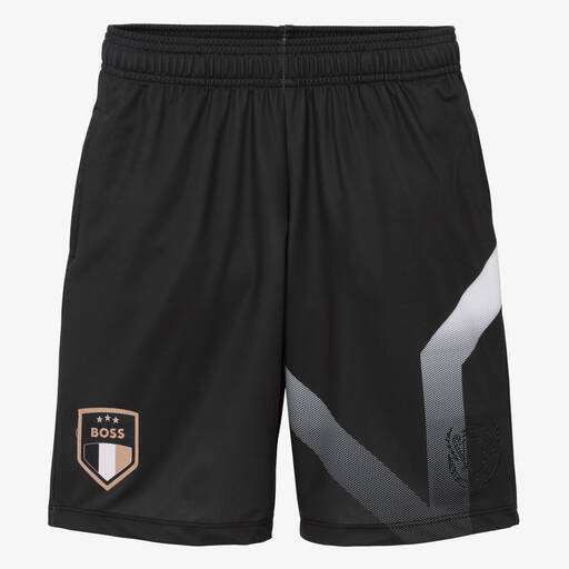 BOSS-Teen Boys Black Football Shorts | Childrensalon Outlet