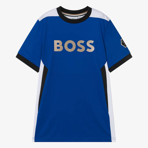 BOSS-Teen Boys Blue Football T-Shirt | Childrensalon Outlet