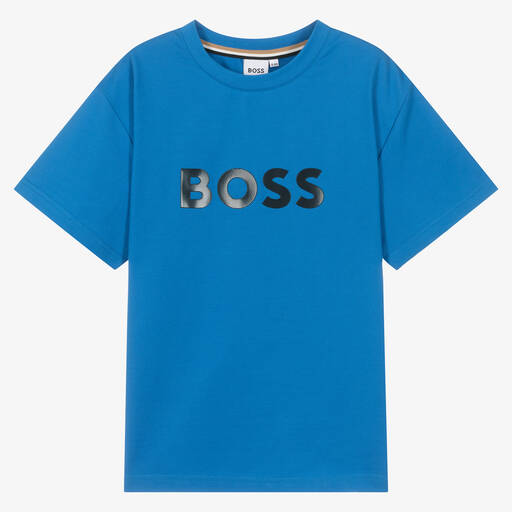 BOSS-Голубая футболка из пике для мальчиков-подростков | Childrensalon Outlet