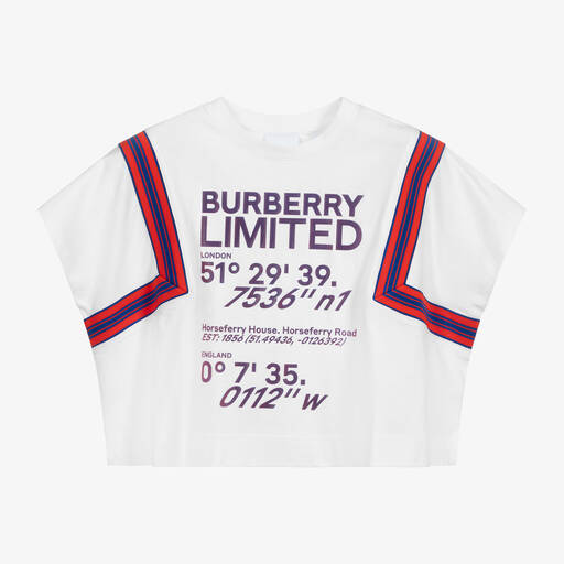 Burberry-Teen Girls White Logo T-Shirt | Childrensalon Outlet