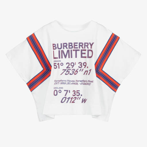 Burberry-White Logo Jersey T-Shirt | Childrensalon Outlet