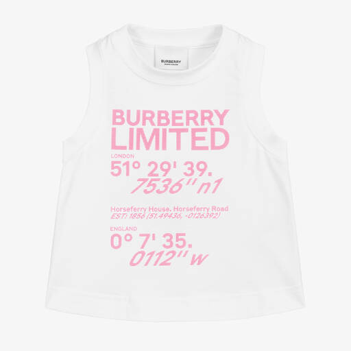 Burberry-White & Pink Logo T-Shirt | Childrensalon Outlet