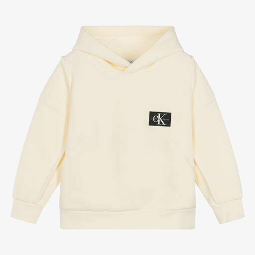 Calvin Klein-Boys Ivory Cotton Hoodie | Childrensalon Outlet