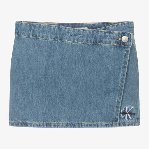 Calvin Klein-Girls Blue Denim Wrap Skort | Childrensalon Outlet