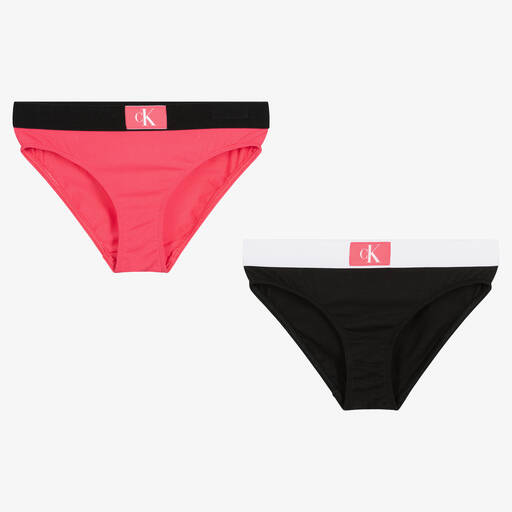 Calvin Klein Junior Girls 2-Pack Bikini Briefs (Grey / Pink)