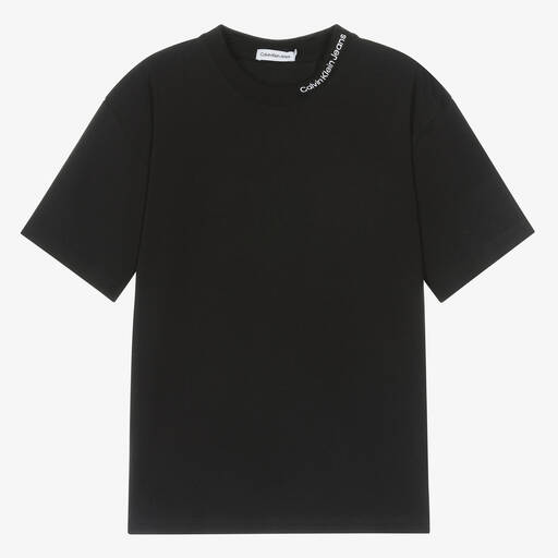 Calvin Klein-Teen Boys Black Cotton Relaxed Fit T-Shirt | Childrensalon Outlet