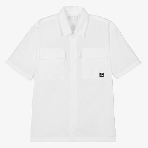 Calvin Klein-Teen Boys White Cotton Shirt | Childrensalon Outlet