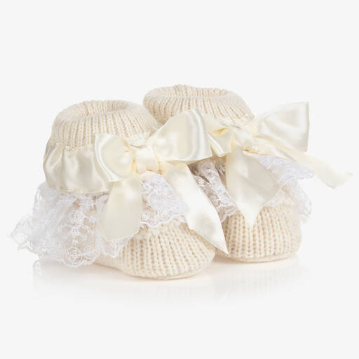 Caramelo Kids-Baby Girls Ivory Booties | Childrensalon Outlet