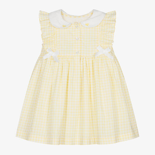 Caramelo Kids-Baby Girls Yellow Gingham Cotton Dress | Childrensalon Outlet