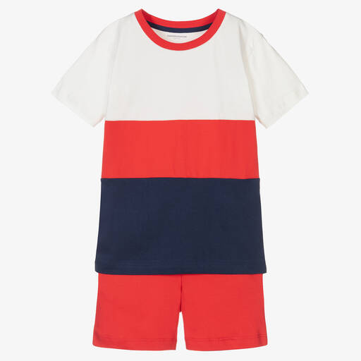 Childrensalon Essentials-Boys Red Organic Cotton Shorts Set | Childrensalon Outlet