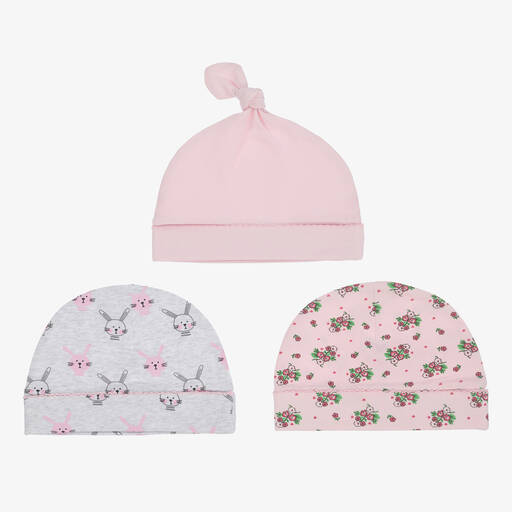 Childrensalon Essentials-Pink Organic Cotton Baby Hats (3 Pack) | Childrensalon Outlet