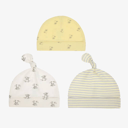 Childrensalon Essentials-Yellow Organic Cotton Baby Hats (3 Pack) | Childrensalon Outlet