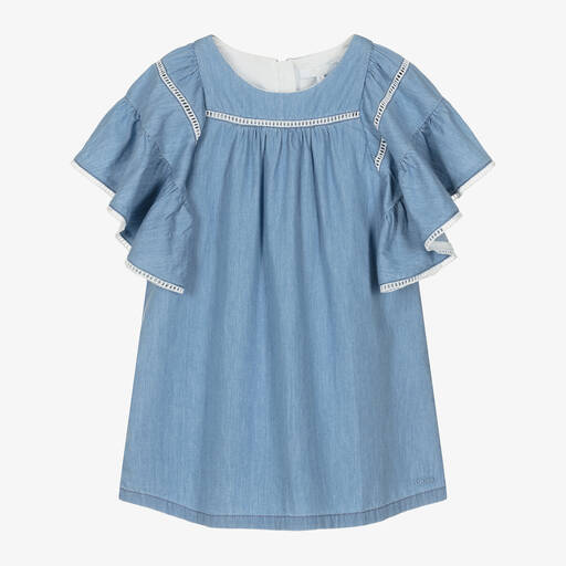 Chloé-Girls Blue Chambray Dress | Childrensalon Outlet