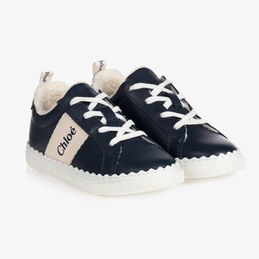 Chloé-Girls Blue & White Trainers | Childrensalon Outlet