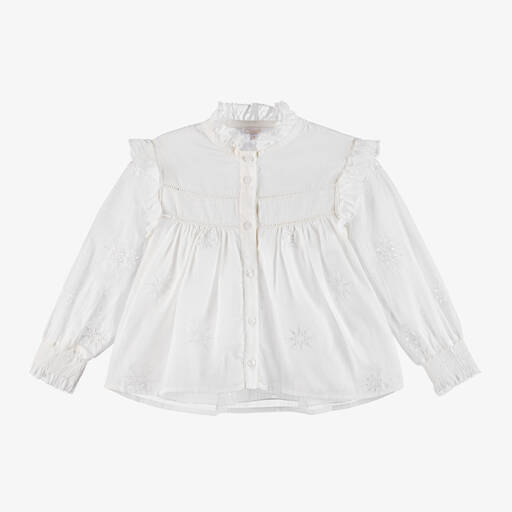 Chloé-Girls White Cotton Stars Blouse | Childrensalon Outlet