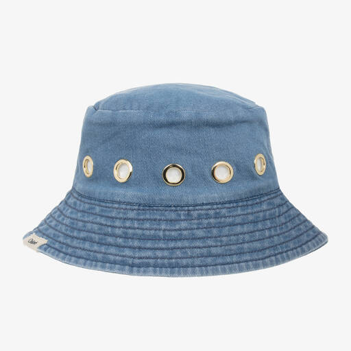 Chloé-Teen Girls Blue Denim Eyelet Bucket Hat | Childrensalon Outlet