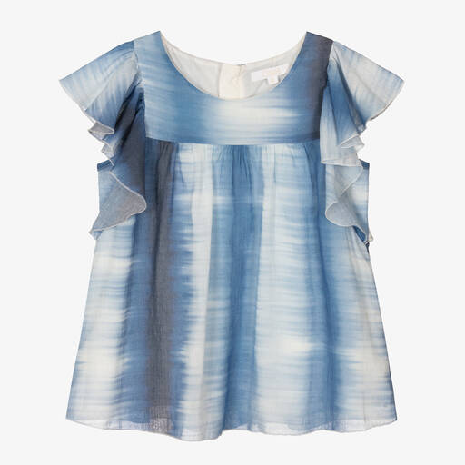 Chloé-Голубая блузка с полосами | Childrensalon Outlet