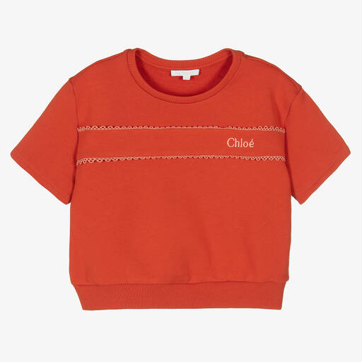 Chloé-Оранжевый хлопковый свитшот | Childrensalon Outlet
