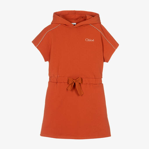 Chloé-Оранжевое платье-свитшот с капюшоном | Childrensalon Outlet