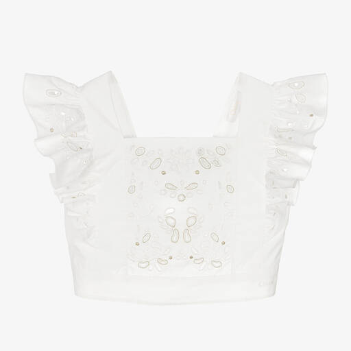 Chloé-Teen Girls Ivory Embroidered Cotton Blouse | Childrensalon Outlet