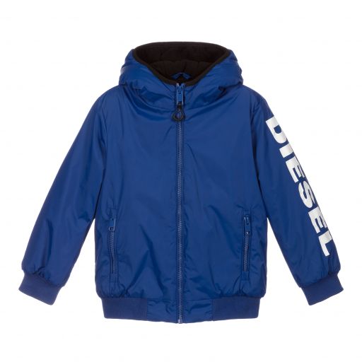 Diesel-Boys Blue Logo Hooded Jacket | Childrensalon Outlet