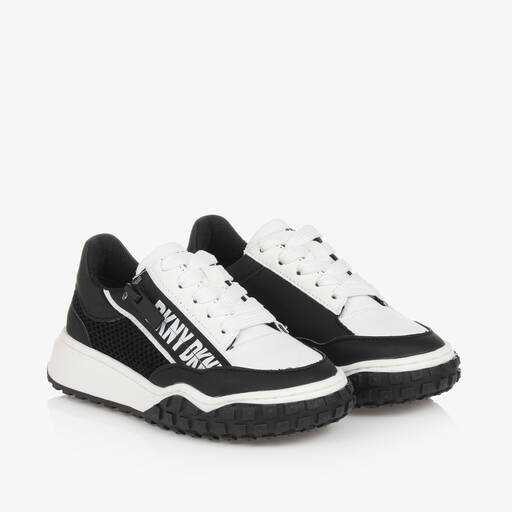 DKNY-Black & White Lace-Up Trainers | Childrensalon Outlet