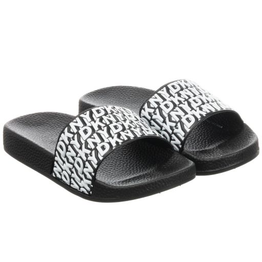 DKNY-Black & White Logo Sliders | Childrensalon Outlet