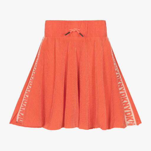 DKNY-Girls Orange Plissé Jersey Midi Skirt | Childrensalon Outlet