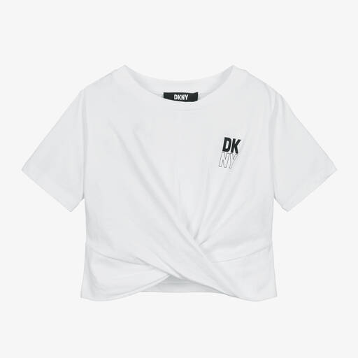 DKNY-Girls White Organic Cotton T-Shirt | Childrensalon Outlet