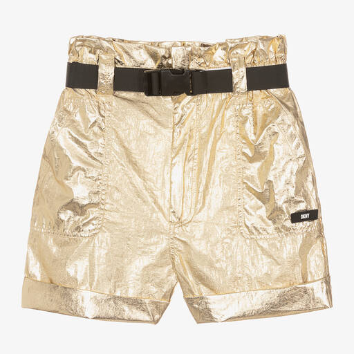 DKNY-Teen Girls Gold Paperbag Waist Shorts | Childrensalon Outlet