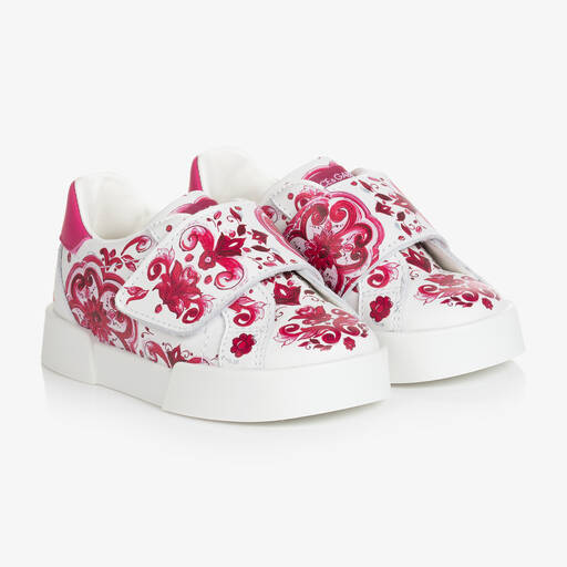 Dolce & Gabbana-Pinke Majolica Baby-Leder-Sneakers | Childrensalon Outlet