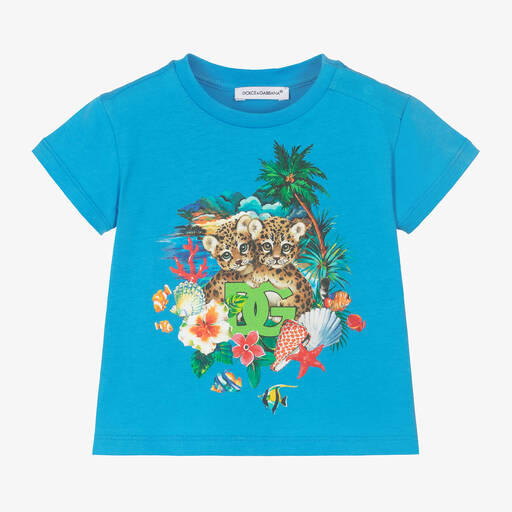 Dolce & Gabbana-Boys Blue Cotton T-Shirt | Childrensalon Outlet