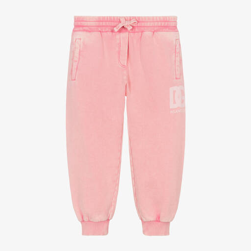 Dolce & Gabbana-Girls Washed Pink Cotton Joggers | Childrensalon Outlet