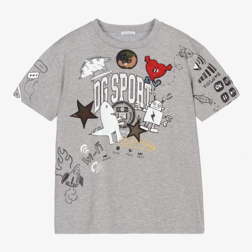 Dolce & Gabbana-Серая футболка для мальчиков-подростков | Childrensalon Outlet