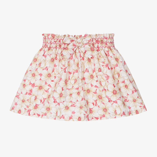 Dr. Kid-Girls Pink & Beige Cotton Floral Skirt | Childrensalon Outlet