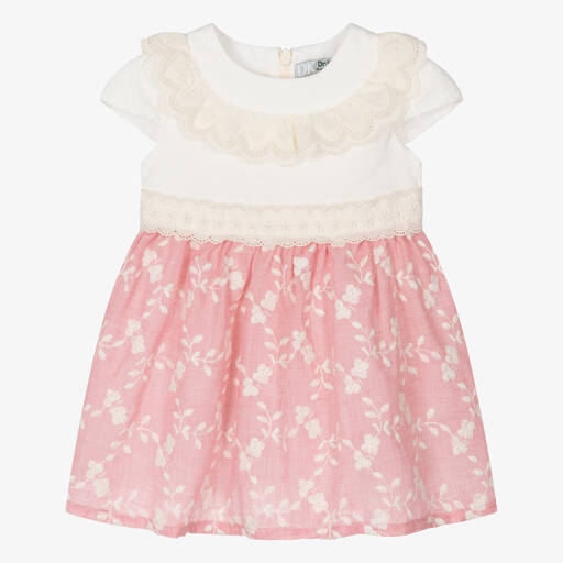 Dr. Kid-Girls Pink Embroidered Cotton Dress | Childrensalon Outlet