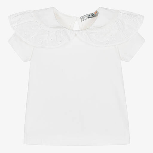 Dr. Kid-Girls White Cotton T-Shirt | Childrensalon Outlet