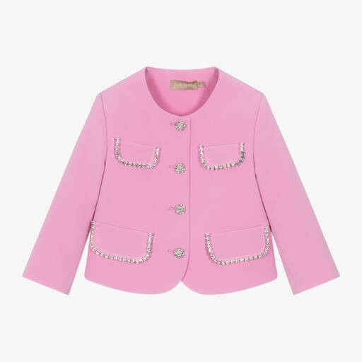 Elie Saab-Girls Pink Studded Diamanté Jacket | Childrensalon Outlet