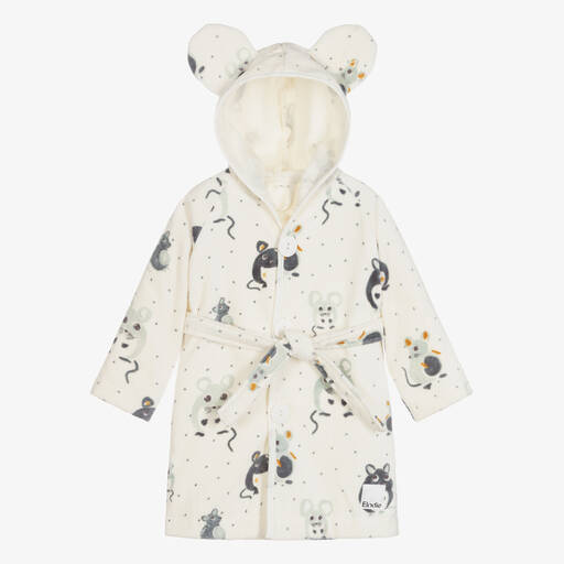 Elodie-Ivory & Grey Mouse Bathrobe | Childrensalon Outlet