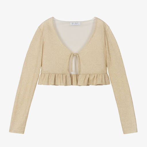 Elsy-Girls Gold Lurex Cardigan | Childrensalon Outlet