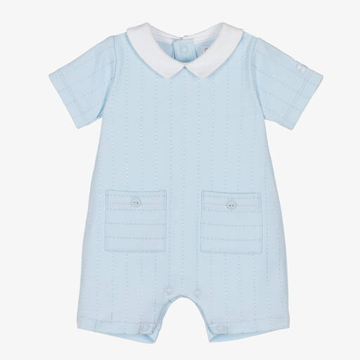 Emile et Rose-Baby Boys Blue Embroidered Cotton Shortie | Childrensalon Outlet