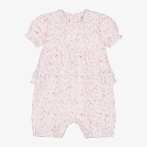 Emile et Rose-Baby Girls Pink Cotton Floral Shortie | Childrensalon Outlet