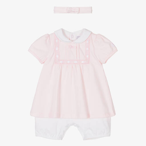 Emile et Rose-Baby Girls Pink Cotton Shortie Set | Childrensalon Outlet