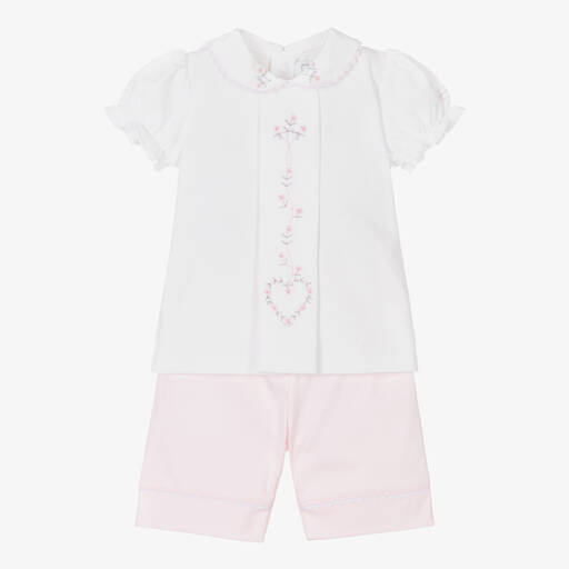 Emile et Rose-Baby Girls Pink Cotton Shorts Set | Childrensalon Outlet