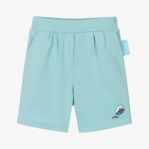 Emporio Armani-Baby Boys Blue Smurfs Cotton Shorts | Childrensalon Outlet