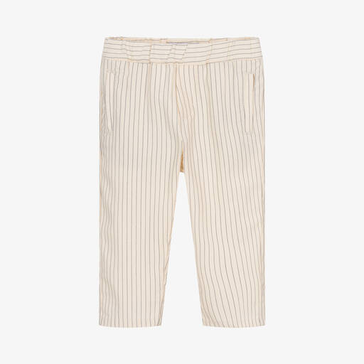 Emporio Armani-Baby Boys Ivory Cotton & Linen Trousers | Childrensalon Outlet