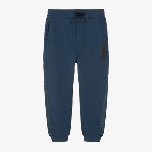 Emporio Armani-Boys Blue Cotton Joggers | Childrensalon Outlet