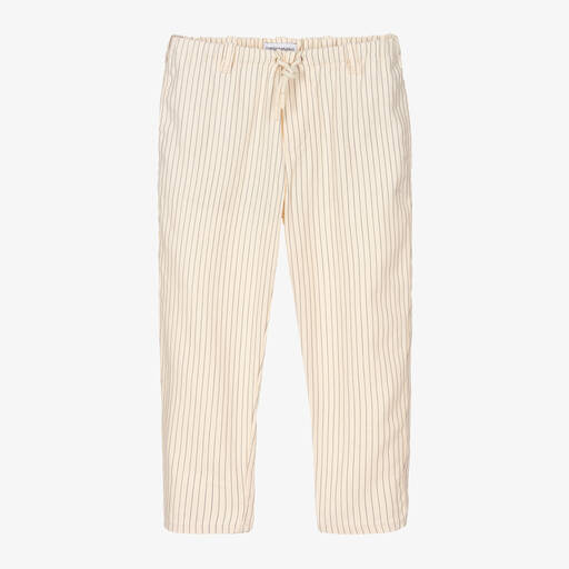 Emporio Armani-Boys Ivory Cotton & Linen Trousers | Childrensalon Outlet