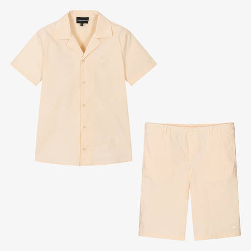 Emporio Armani-Teen Boys Ivory Shirt & Shorts Set | Childrensalon Outlet