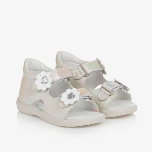 Falcotto by Naturino-Girls Pearlescent Ivory Leather Sandals | Childrensalon Outlet